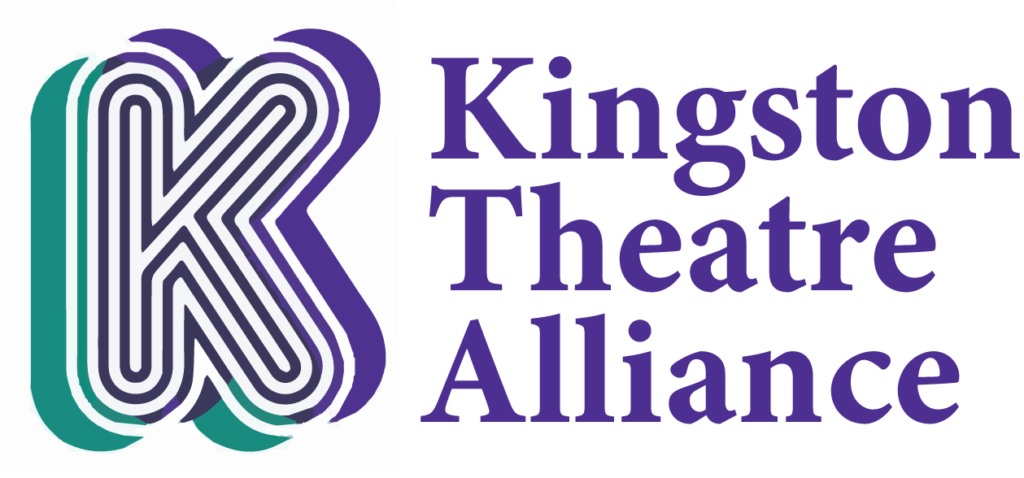 A large "k" appears on the left in green and purple. Next to it reads "Kingston Theatre Alliance"