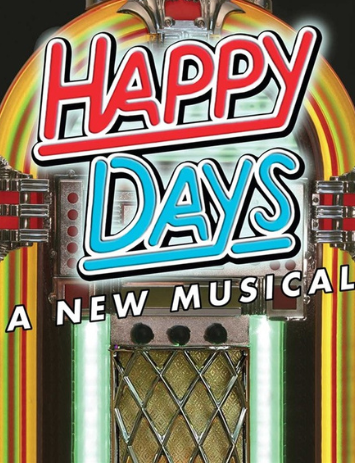 Poster for Blue Canoe's 'Happy Days'. A jukebox is pictured and text reads: "Happy Days A New Musical"