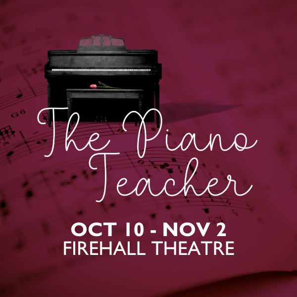 The Piano Teacher poster, black piano on red background