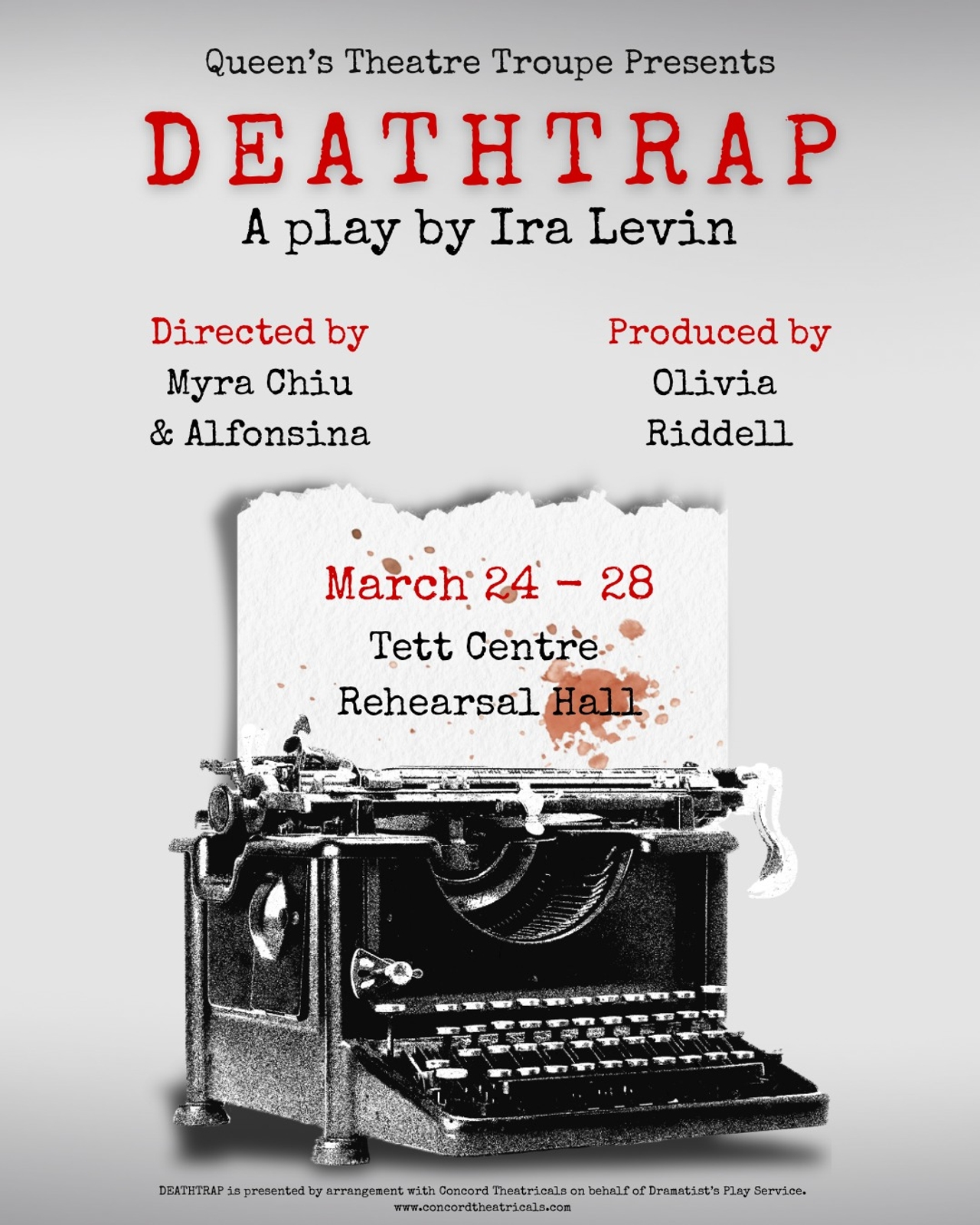 Deathtrap Poster, featuring typewriter
