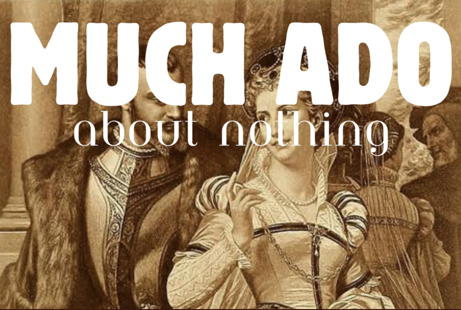 A title card with "Much Ado About Nothing" written in white over art of the show's characters.